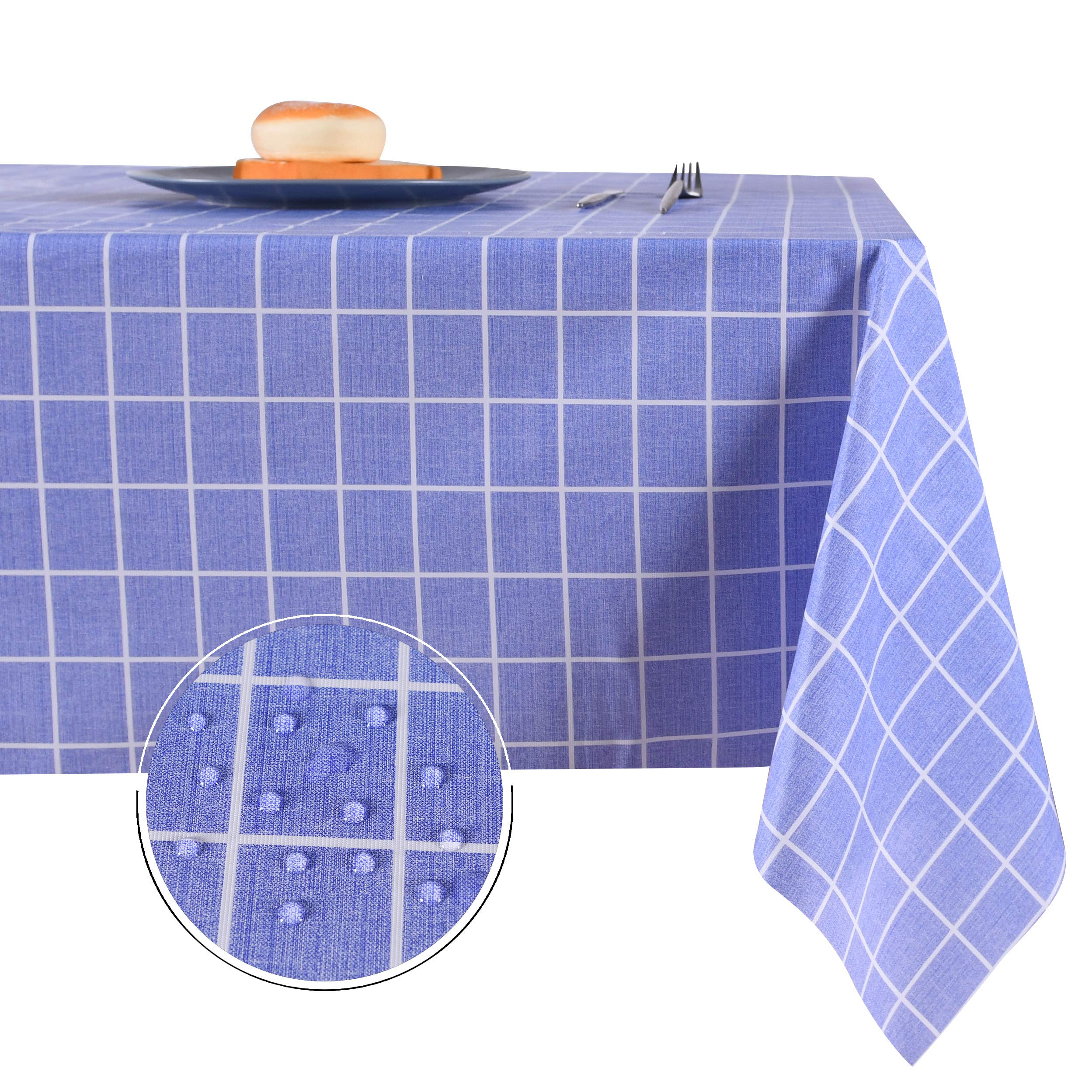 Obstal 100% Waterproof Pvc Table Cloth, Oil-Proof Spill-Proof Vinyl Rectangle Tablecloth, Wipeable Table Cover For Outdoor And I