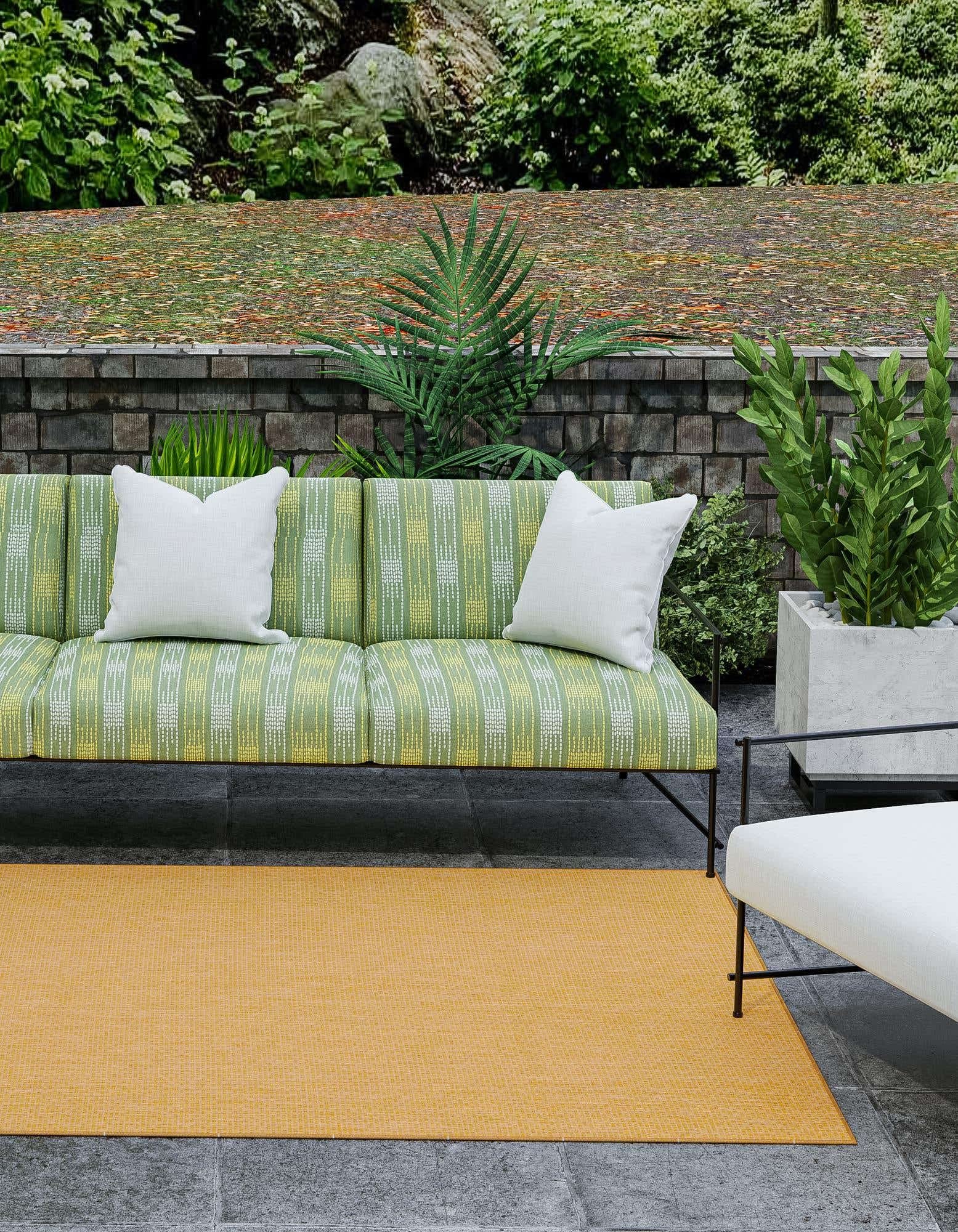 Unique Loom Collection Casual Transitional Solid Heathered Indoor/Outdoor Flatweave Area Rug (10' X 13' 1'' Rectangle, Corn Harv