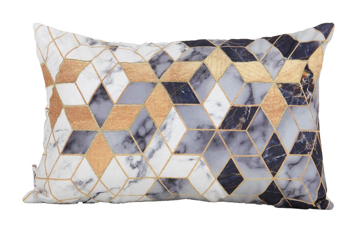Sivya By Home Cotton Printed And Embroidered Marble Rectangular Cushion Cover 12 X 18 Inch (30Cm X 45Cm) (Pack Of 1) (Design 2)