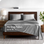 Bare Home 100% Rayon Made From Bamboo Luxury Queen Sheet Set - 4 Piece Bedding Set - Deep Pockets - Cooling Sheets - Breathable