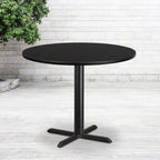 Flash Furniture 42'' Round Black Laminate Table Top with 33'' x 33'' Table Height Base
