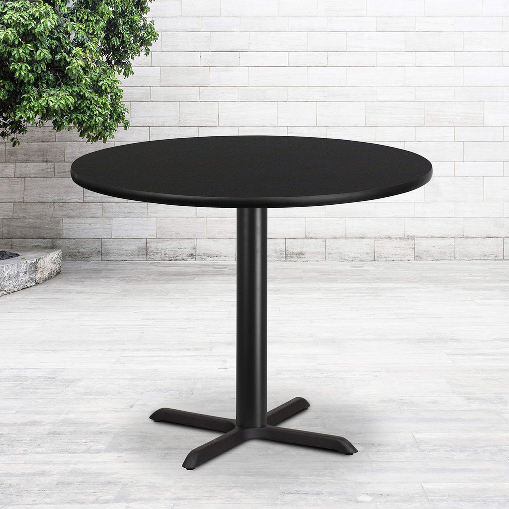 Flash Furniture 42'' Round Walnut Laminate Table Top with 33'' x 33'' Table Height Base