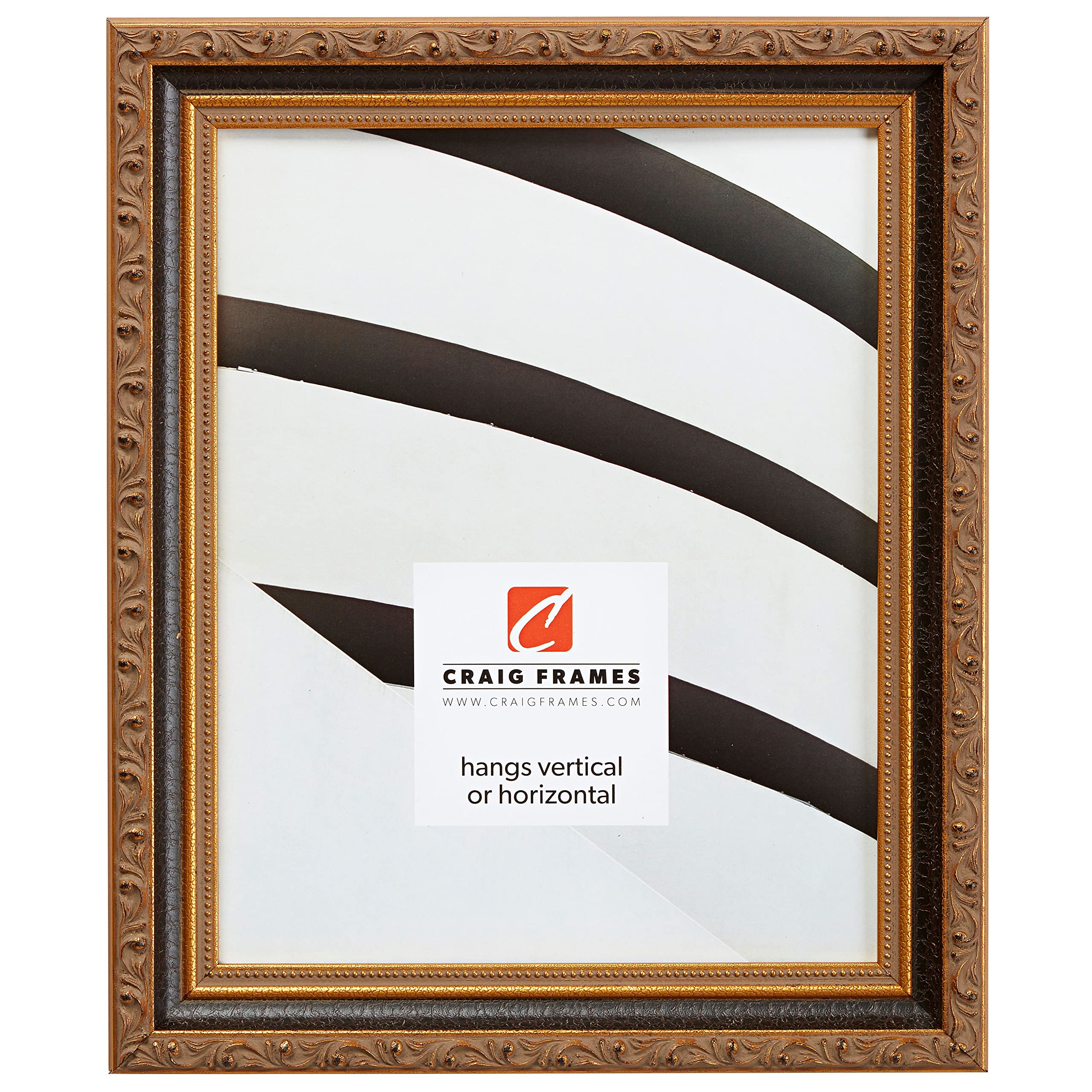 Craig Frames Regence, 14x22 Picture Frame, Black & Gold