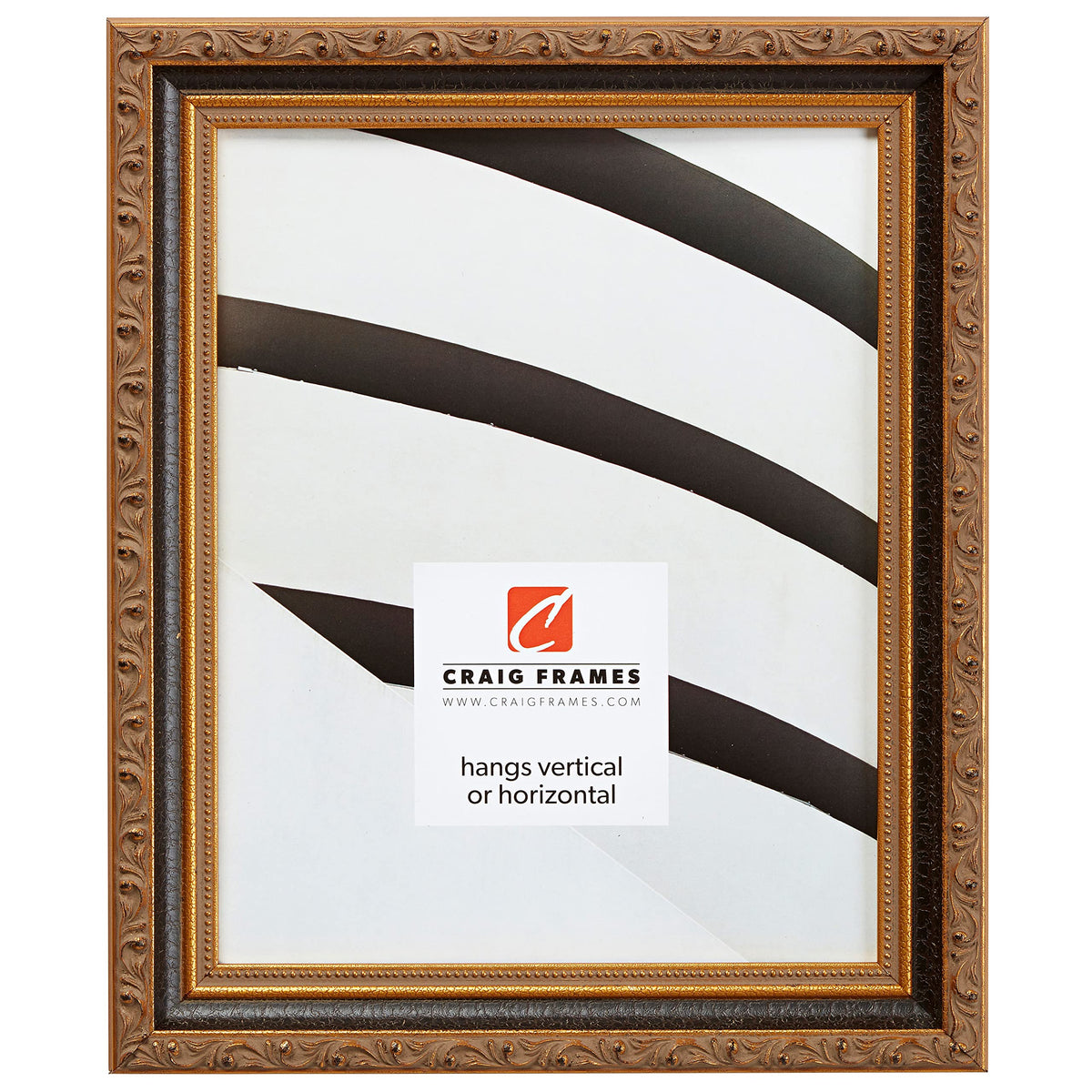 Craig Frames Regence, 12x36 Picture Frame, Black & Gold