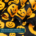 Pavilia Halloween Throw Blanket For Couch | Orange Pumpkin Fall Fleece Blanket | Soft, Plush, Warm Black Fall Cabin Throw, 60X80