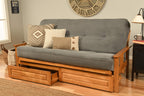 Kodiak Furniture Monterey Futon Set With Storage Drawers, With Butternut Base And Marmont Thunder Mattress