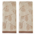 SKL Home Fall/Winter/Christmas Pinecone Jacquard Hand Towel 2pc Set for Bath/Kitchen/Bar & Gift, Wheat