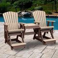 American Furniture Classics Balcony Height Table Double Glider, Weatherwood & Tudor Brown