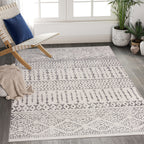 Art&Tuft 8x10 Area Rug, Super Soft Ultra-Thin Moroccan Washable, Anti-Slip Backing Rugs for Living Room, Foldable Geometric Mach