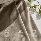 Lazzzy Tan Velvet Curtains Room Darkening Thermal Insulated Curtains 108 Inch Length Soundproof Noise Reducing Drapes For Bedroom Living Privacy Home Decor Rod Pocket, 2 Panels