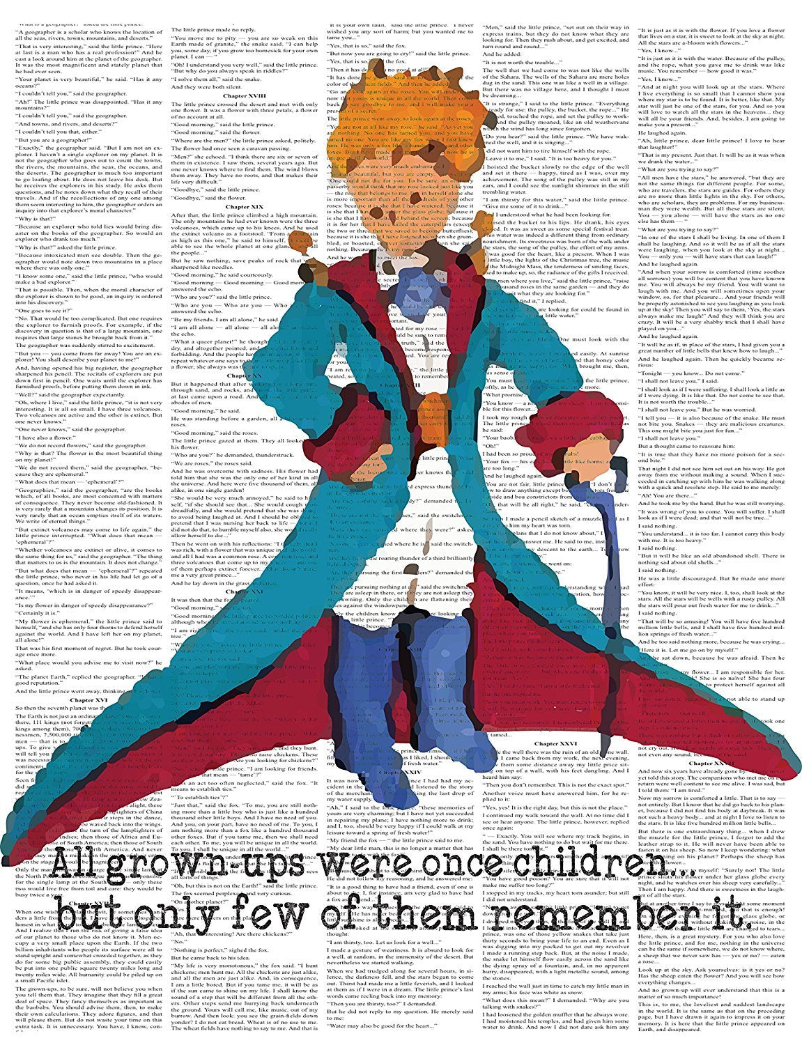 Little Prince Upcycled Like Print 05x07 Inch Print, The Little Prince Colorful Inspired Quote Le Petit Prince Upcycled Like Art 