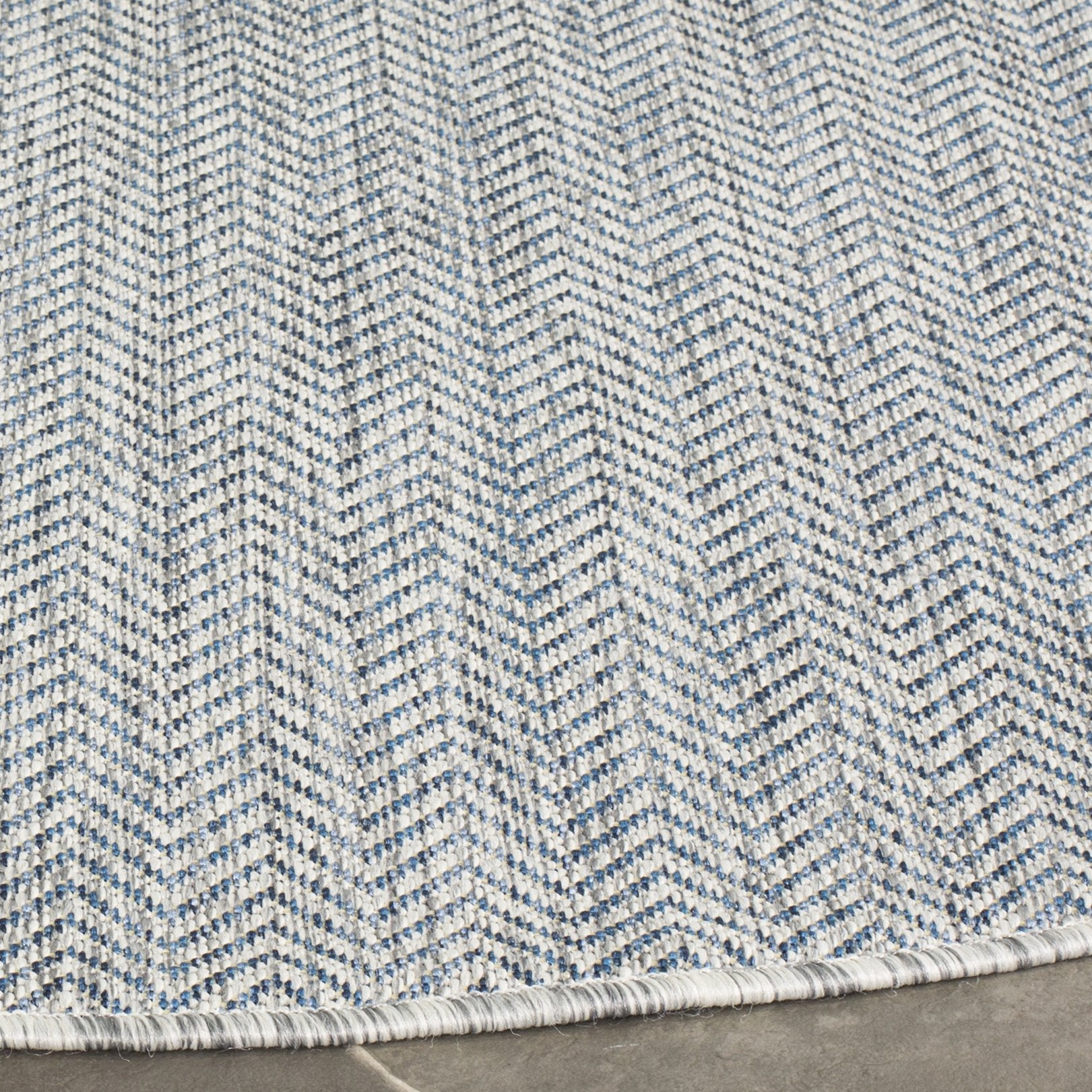Safavieh Courtyard Collection 4' Round Grey/Navy Cy8022 Indoor/ Outdoor Patio Backyard Mudroom Area Rug
