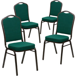 4 Pk. Stacking Chair with Green Fabric and 2.5 Thick Seat - Gold Vein Frame