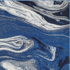 HomeRoots Polypropylene 7'x10' Blue Beige Machine Woven Marble Indoor Area Rug