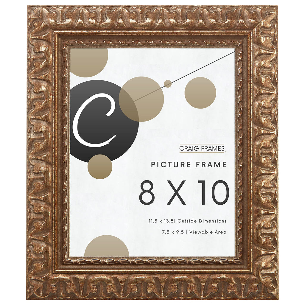 Craig Frames Bravado Ornate Antique Bronze Picture Frame, 8 by 10-Inch