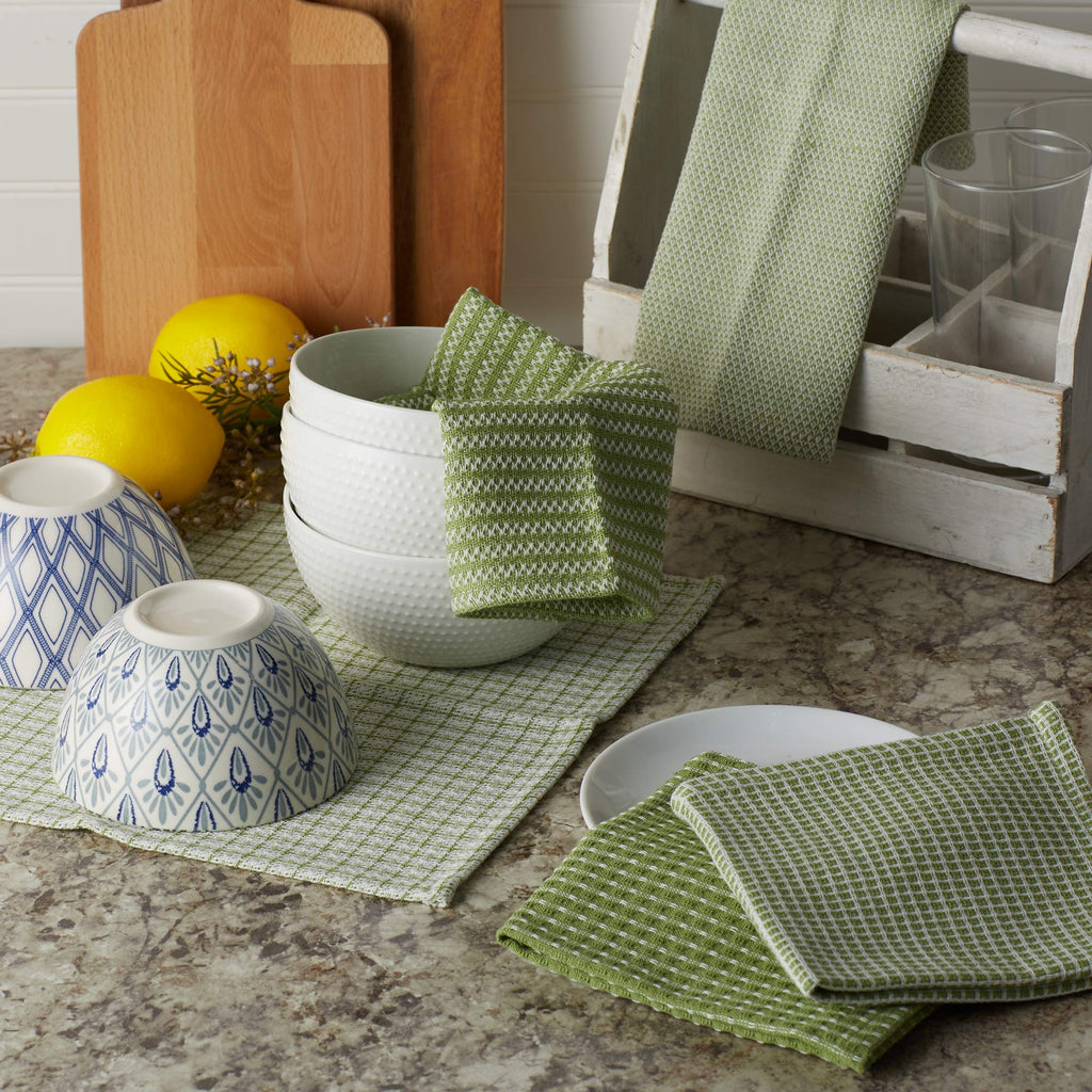 Dii Everyday Kitchen Collection Assorted Dishcloth Set, 12X12, Antique Green, 5 Count