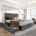 HOOMIC Queen Size Platform Storage Bed Frame with 4 Drawers & Adjustable Headboard, Wooden Slats, No Box Spring Needed,Diamond S