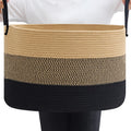 Vecelo Large Blanket Basket (21.7'X13.8') Round Woven Rope Basket With Handles, Soft Cotton Basket Storage For Living Room, La