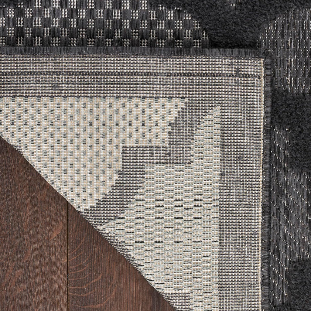 Nourison Easy Care Moroccan Charcoal/Black 6' X 9' Area Rug, Trellis, Easy Cleaning, Non Shedding, Bed Room, Living Room, Dining Room, Backyard, Deck, Patio (6X9)