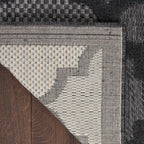 Nourison Easy Care Moroccan Charcoal/Black 6' X 9' Area Rug, Trellis, Easy Cleaning, Non Shedding, Bed Room, Living Room, Dining Room, Backyard, Deck, Patio (6X9)