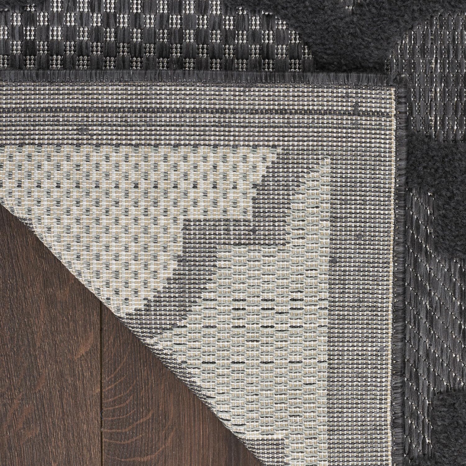 Nourison Easy Care Moroccan Charcoal/Black 6' X 9' Area Rug, Trellis, Easy Cleaning, Non Shedding, Bed Room, Living Room, Dining Room, Backyard, Deck, Patio (6X9)