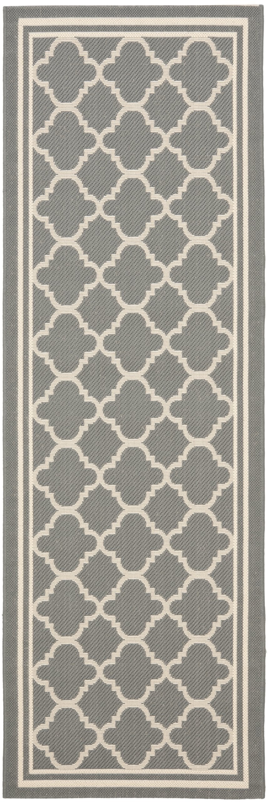 SAFAVIEH Courtyard Collection 23 x 14 Anthracite/Beige CY6918 Trellis Indoor-Outdoor Waterproof Easy-Cleaning Patio Backyard M