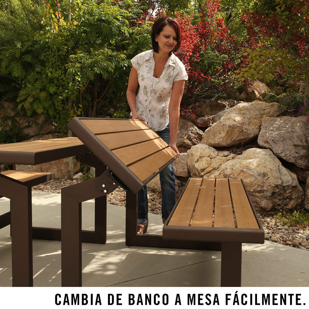 Lifetime 60054 Convertible Bench / Table, Faux Wood Construction, Brown