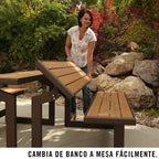 Lifetime 60054 Convertible Bench / Table, Faux Wood Construction, Brown