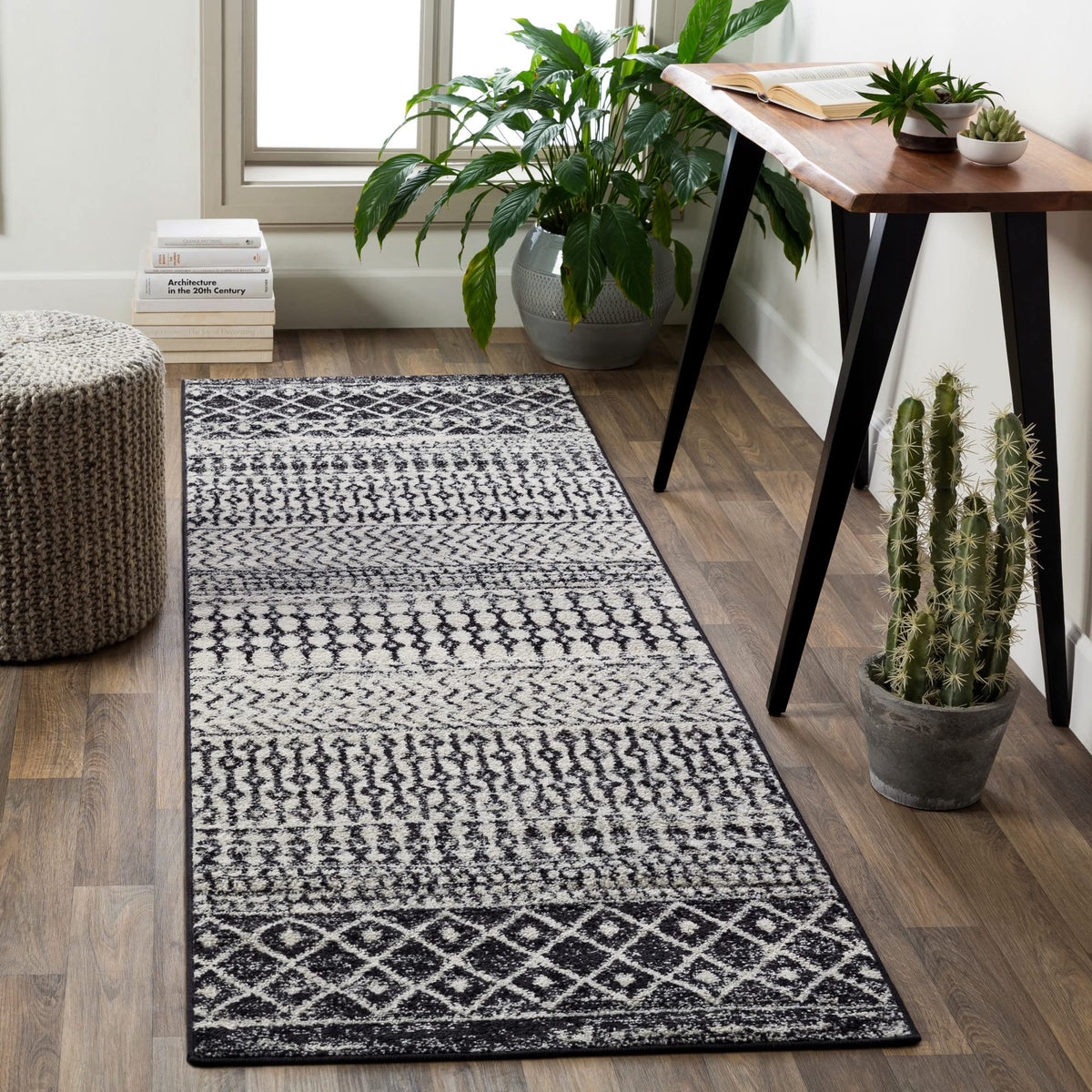 Livabliss Chester Boho Moroccan Runner Area Rug,27 x 14,Black