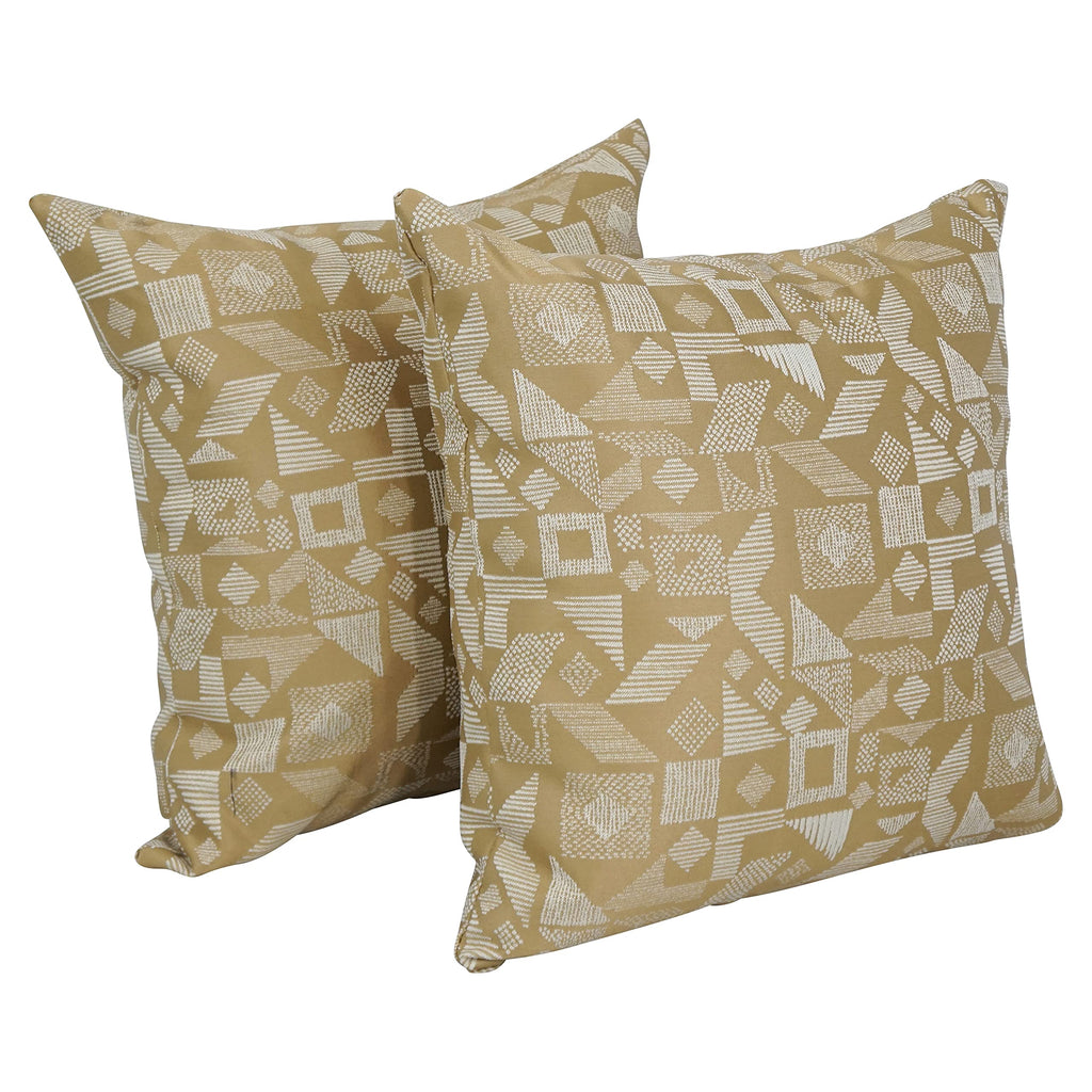 Blazing Needles Square Polyester Jacquard Throw Pillows, 17", Nina Camel 2 Count