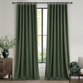 Extra Long 132 Inch Dark Olive Green Curtains 2 Panels Set for Living Room/Bedroom, Rod Pocket/Pleated Light Blocking Thermal In