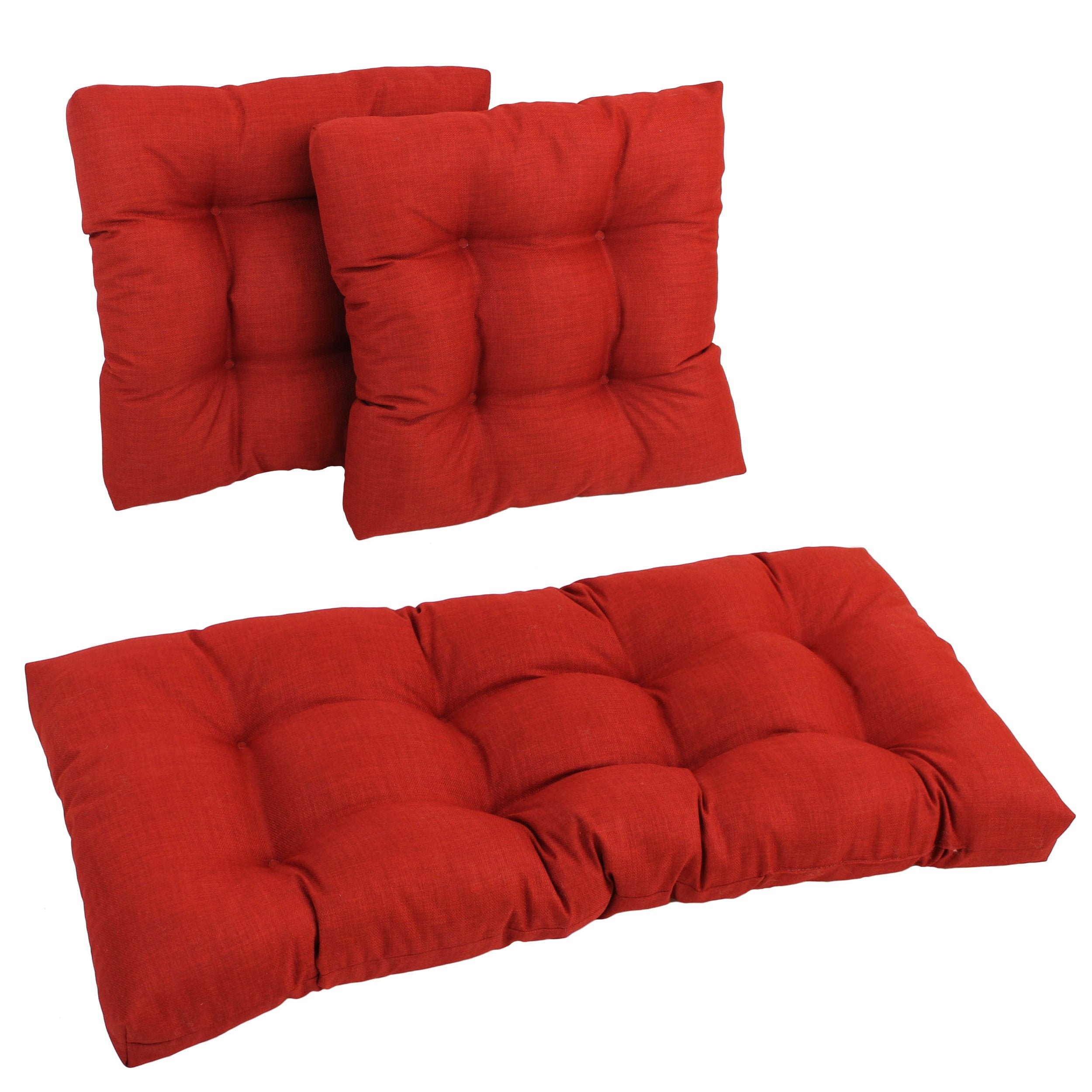 Blazing Needles Indoor/Outdoor Tufted Settee Cushion Set, Paprika 3 Count