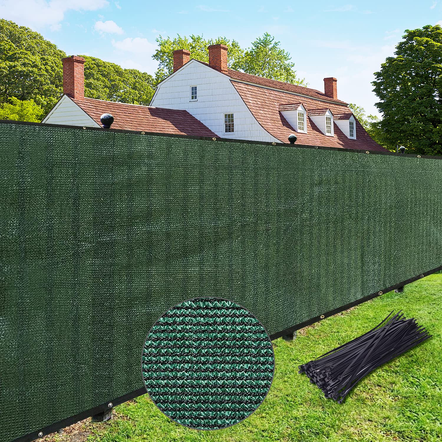 Upgrade Privacy Fence Screen 6'X90' Dark Green Outdoor 90% Visibility Blockage 170 Gsm Mesh Shade Cover Panels For Backyard,Balc