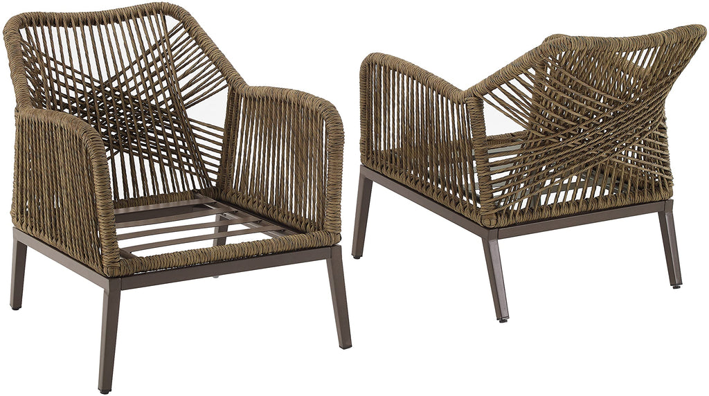 Crosley Furniture Haven 2-Piece Outdoor Chair Set, Wicker Patio Chairs for Conversation, Porch, Deck, Light Brown with Light Gray Cushions