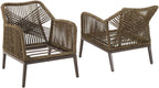 Crosley Furniture Haven 2-Piece Outdoor Chair Set, Wicker Patio Chairs for Conversation, Porch, Deck, Light Brown with Light Gray Cushions