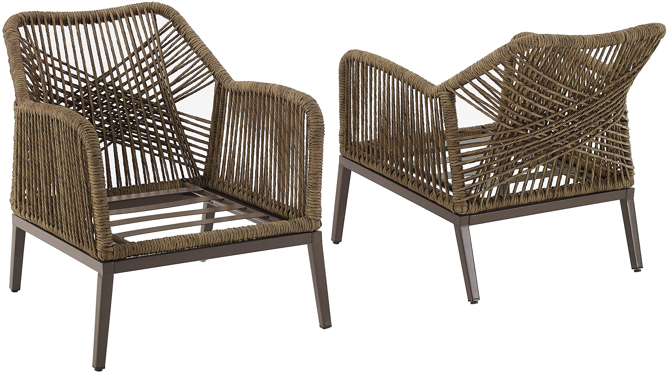 Crosley Furniture Haven 2-Piece Outdoor Chair Set, Wicker Patio Chairs for Conversation, Porch, Deck, Light Brown with Light Gray Cushions