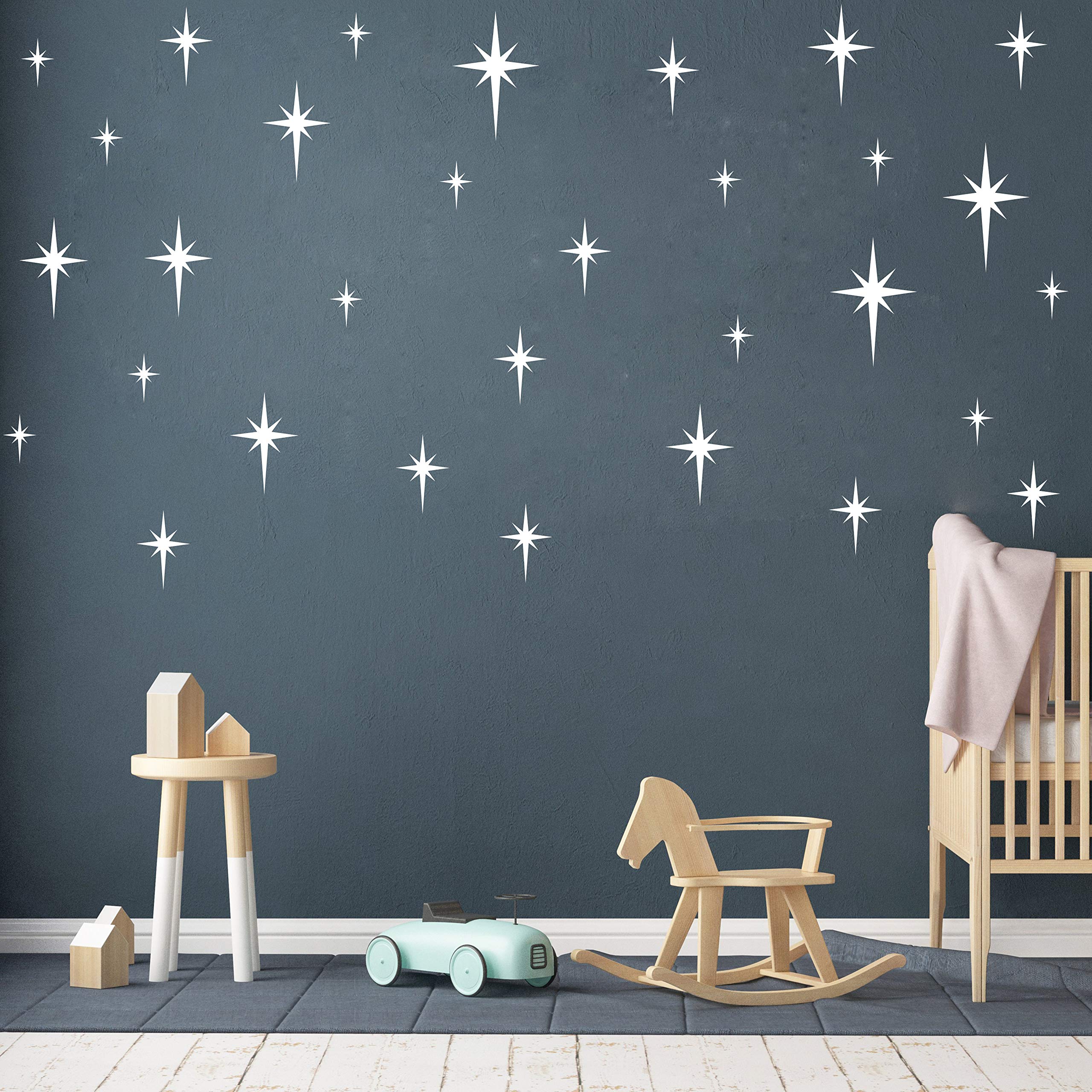 Retro Star Vinyl Wall Decals, Starbursts Wall Stickers for Nursery, Kids Room Wall Decals, Unique Wall Decals for Baby Girls Boy