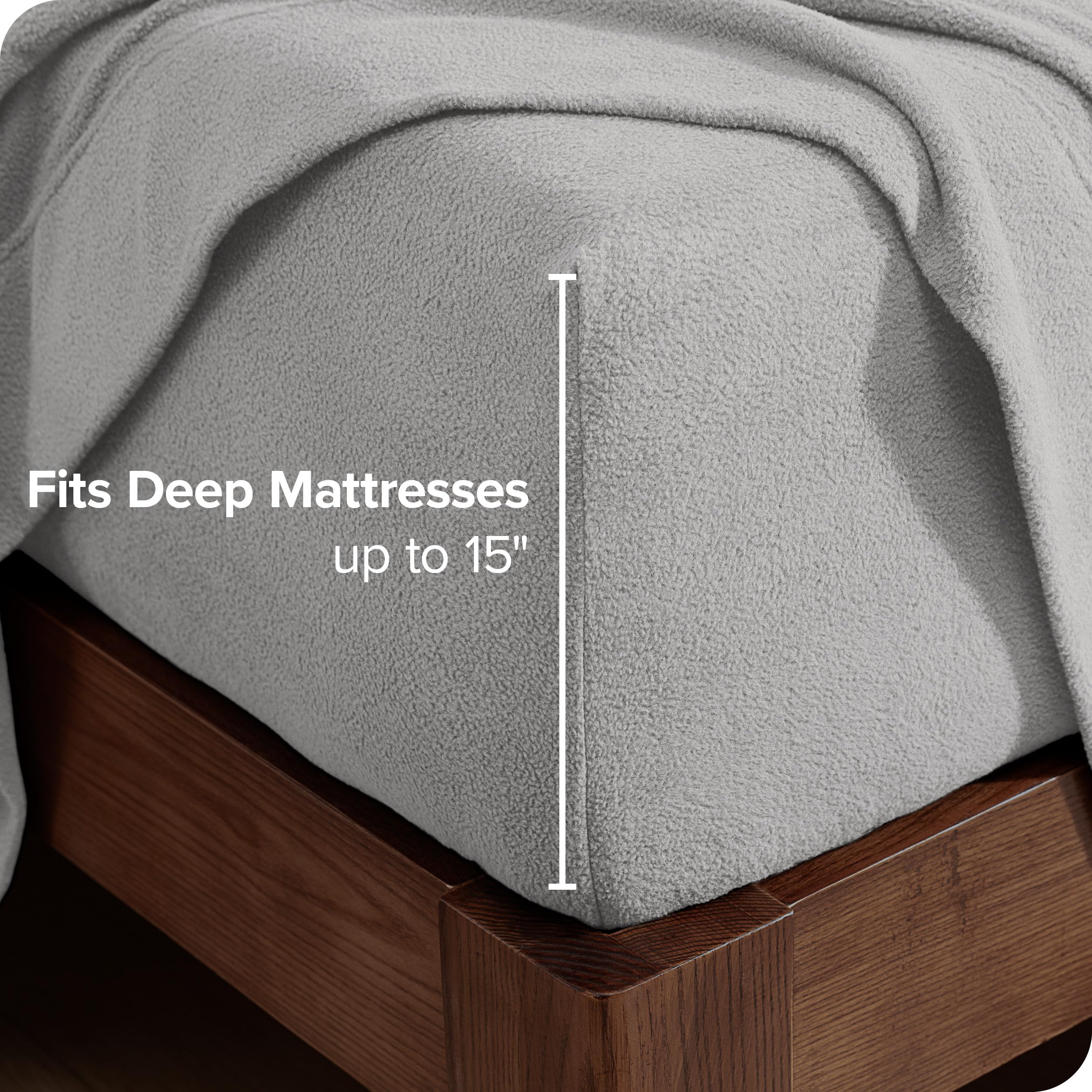 Bare Home Super Soft Fleece Fitted Sheet - King Size - Extra Plush Polar Fleece - Deep Pocket - All Season Cozy Warmth (King, Li