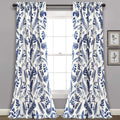 Lush Decor White-And-Navy Devonia Room-Darkening Window Curtain Set (95' X 52')