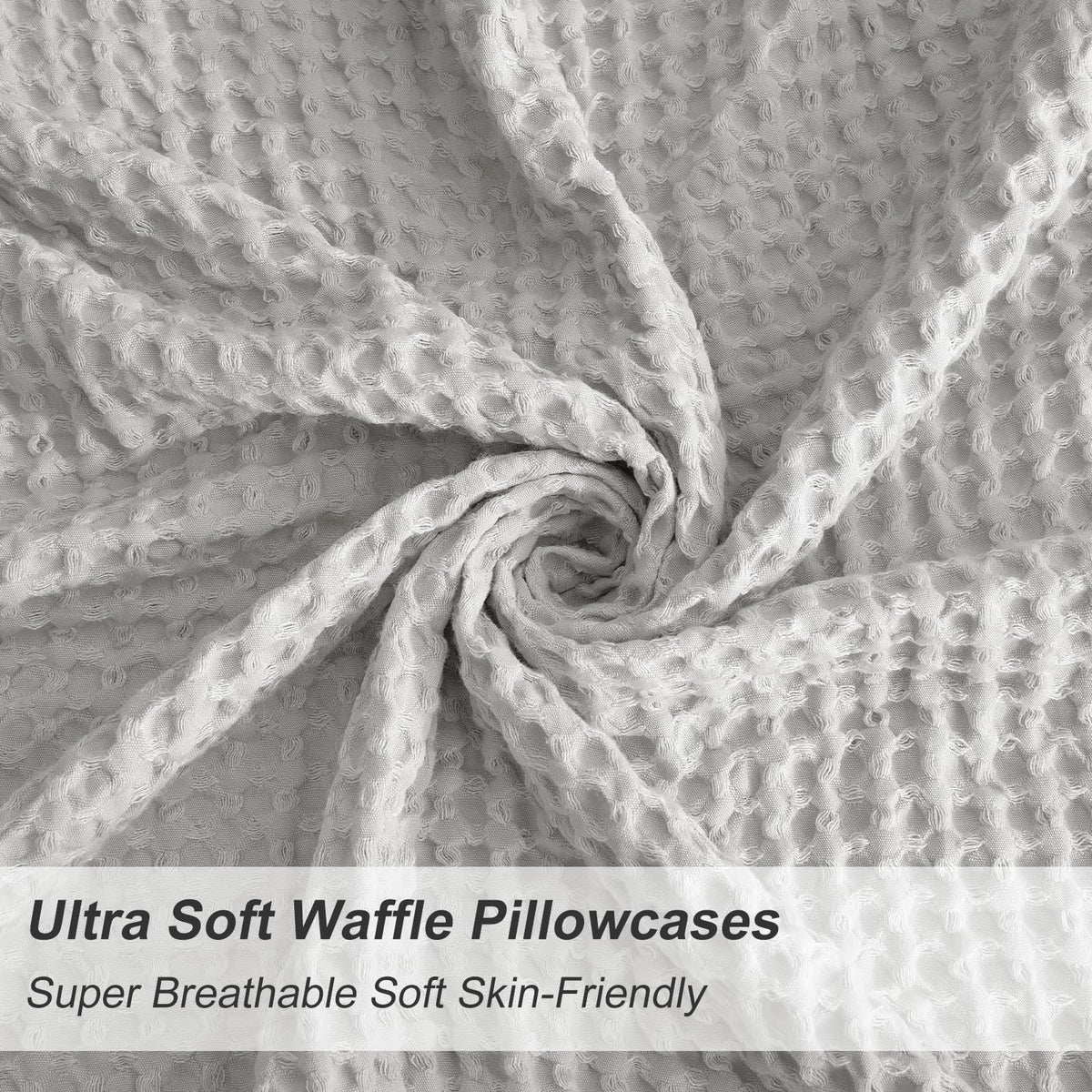 Phf Ultra Soft Waffle Weave Body Pillowcase 20' X 54', No Insert, Breathable & Skin-Friendly Body Pillow Sham With Zipper, Decorative Waffle Weave Body Pillow Cover, Light Grey