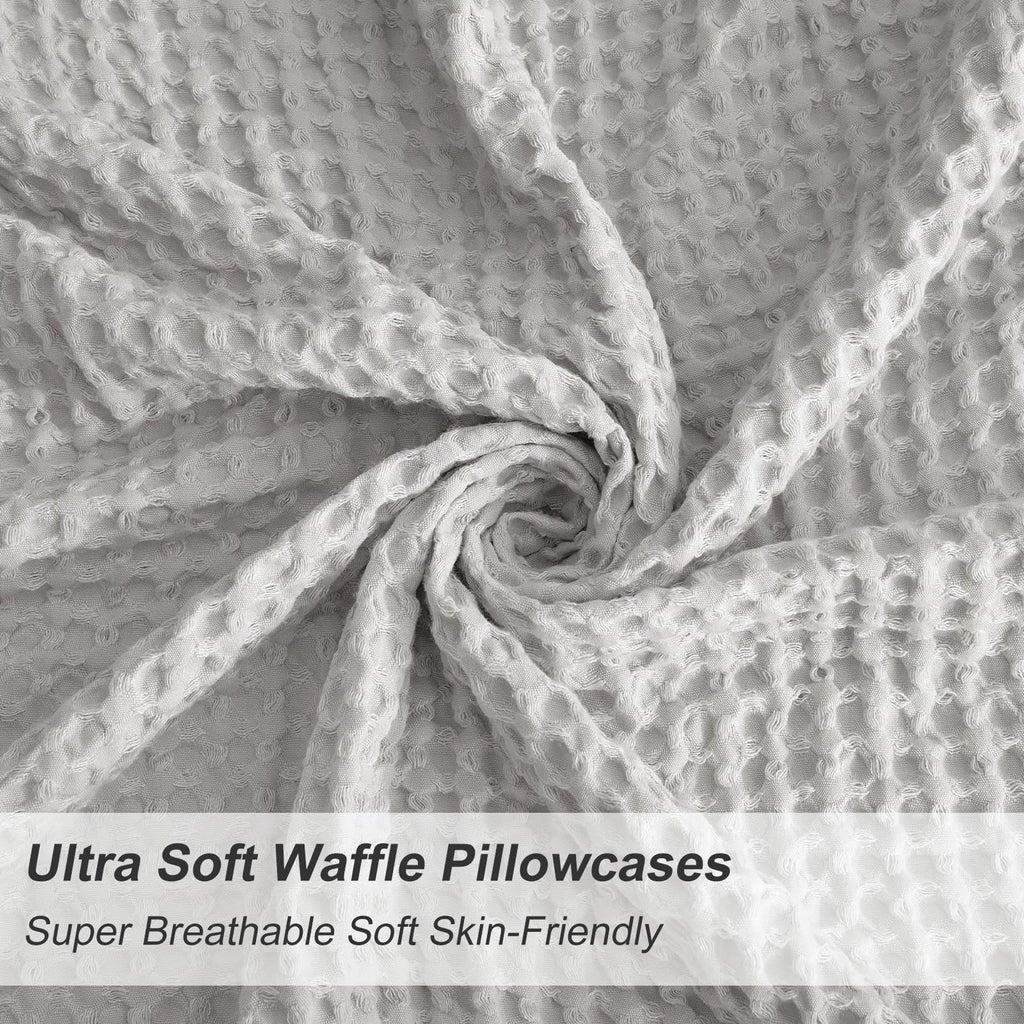 Phf Ultra Soft Waffle Weave Pillowcases King Size 20' X 36' 2 Pack, No Insert, Breathable Skin-Friendly Pillow Shams, Decorative Waffle Weave Pillow Case Covers, Light Grey