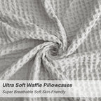 Phf Ultra Soft Waffle Weave Pillowcases King Size 20' X 36' 2 Pack, No Insert, Breathable Skin-Friendly Pillow Shams, Decorative Waffle Weave Pillow Case Covers, Light Grey