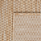 Solid Outdoor Rug For Patio Or Balcony Weatherproof Mottled Light-Brown Beige, Size: 5'3' X 7'3'