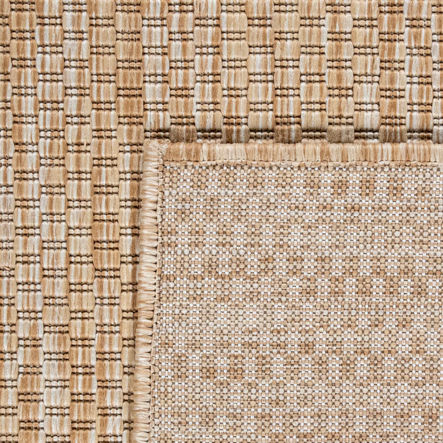 Solid Outdoor Rug For Patio Or Balcony Weatherproof Mottled Light-Brown Beige, Size: 5'3' X 7'3'