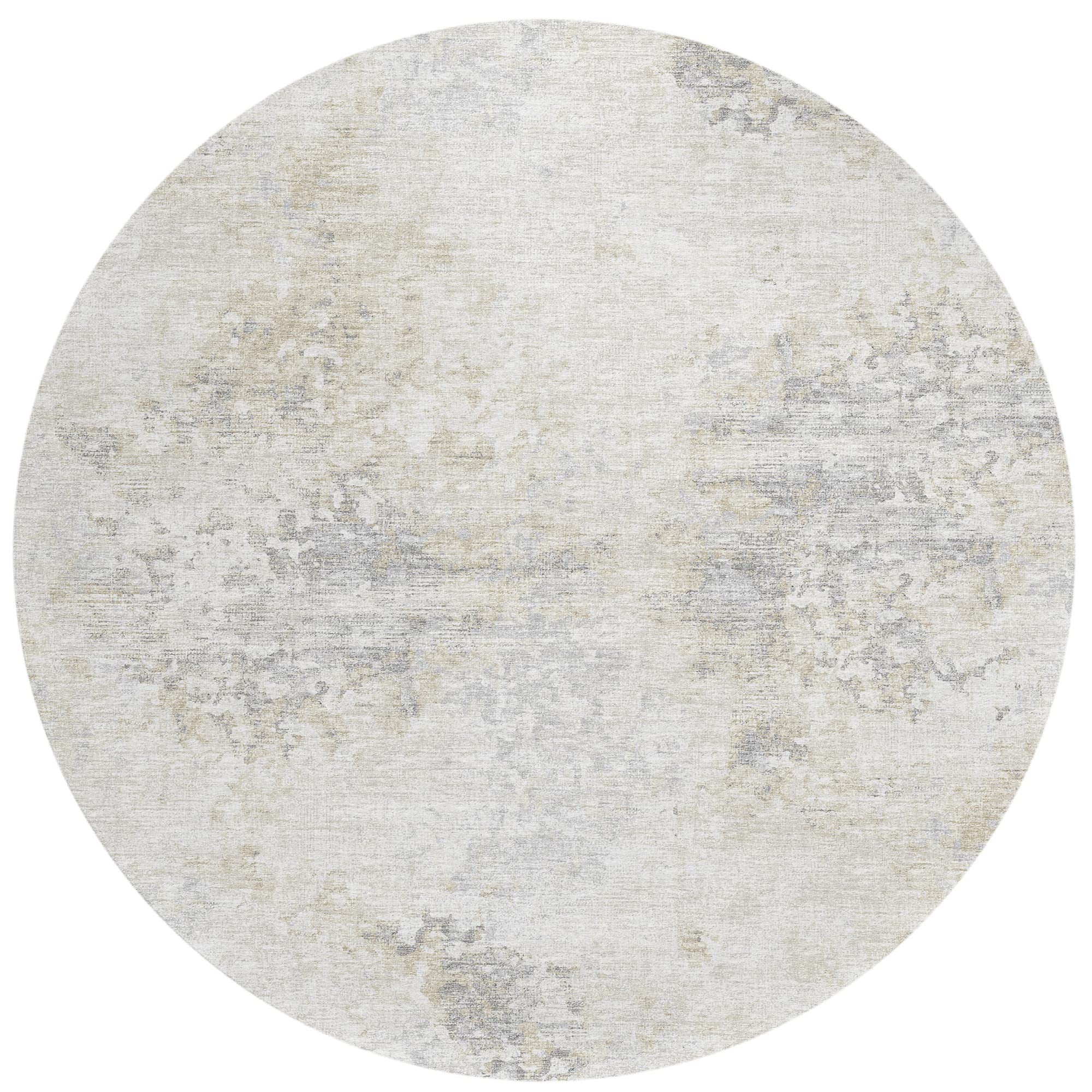 Addison Rugs Indoor/Outdoor Accord Aac35 Ivory Washable 8' X 8' Indoor Outdoor Round Rug, Easy Clean, Machine Washable, Non Shedding, Bedroom, Living Room, Dining Room, Kitchen, Patio Rug