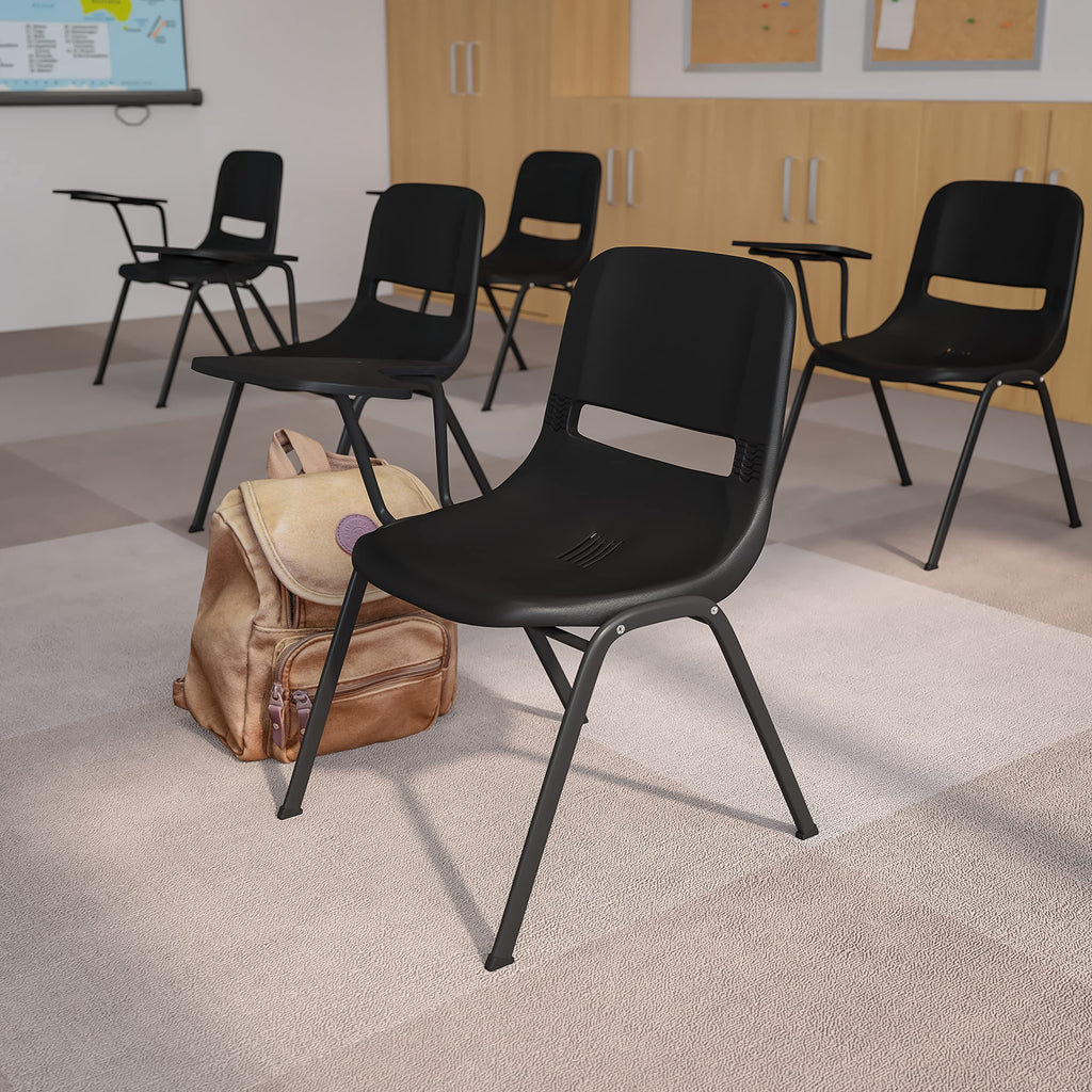 Flash Furniture Green Ergonomic Shell Chair With Left Handed Flip-Up Tablet Arm