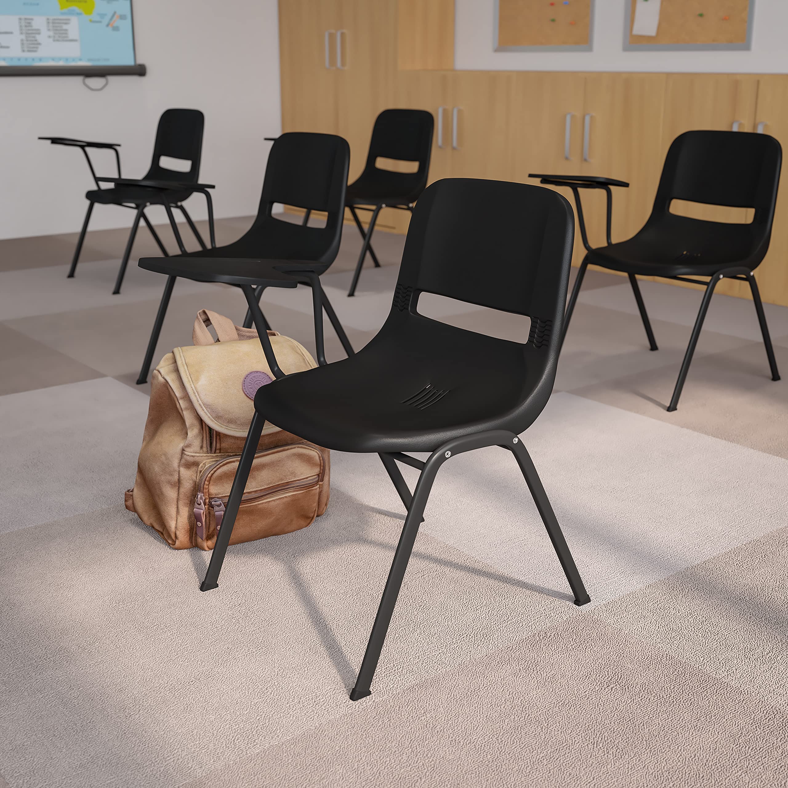 Flash Furniture Green Ergonomic Shell Chair With Left Handed Flip-Up Tablet Arm