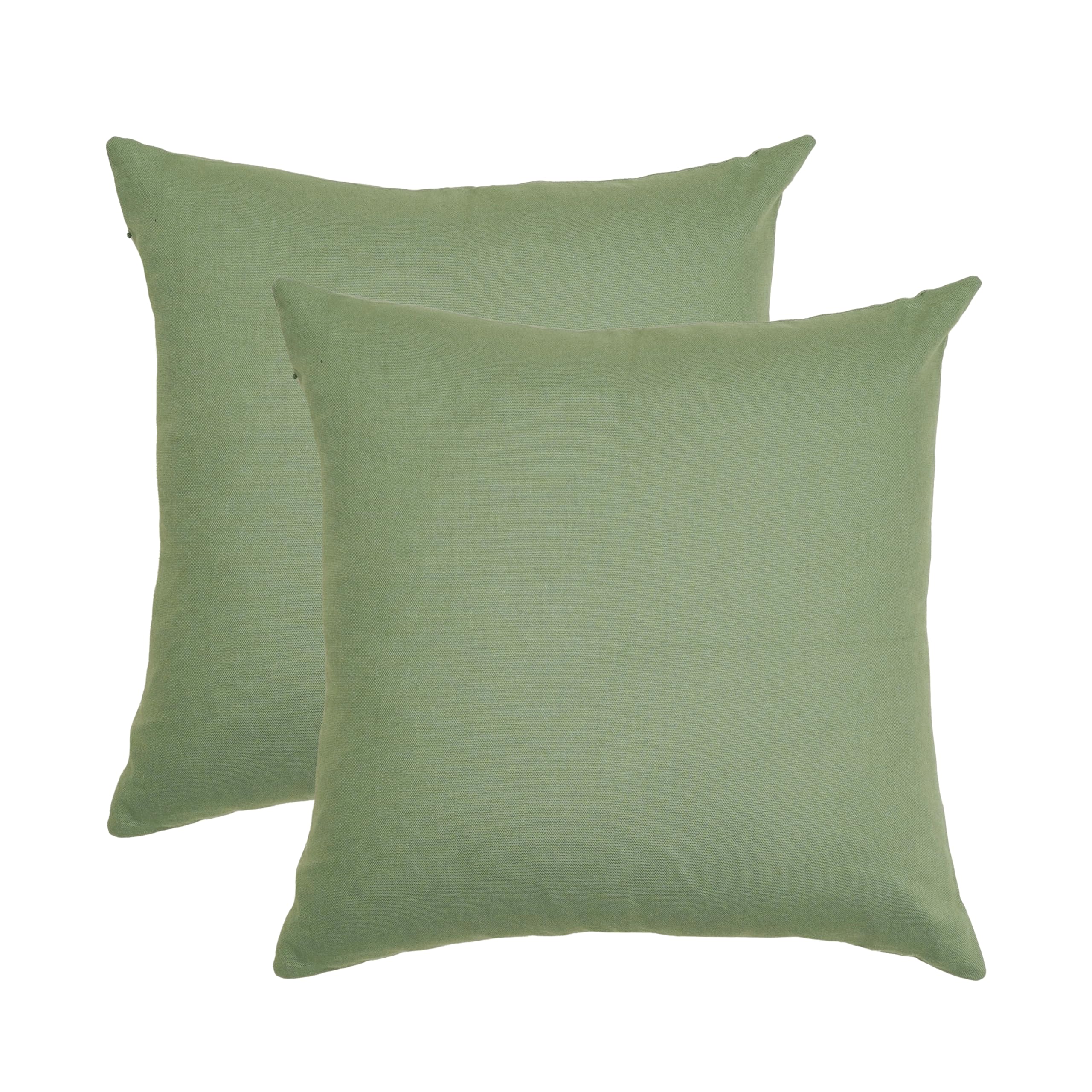 Rely+ Cotton Throw Pillow Covers 24X24 Inchs Set Of 2 Sage Green Decorative Zippered Cases For Couch Bedroom Sofa Farmhouse Livi