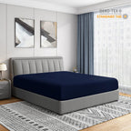 Cathay Home Queen Fitted Sheet - Double Brushed Ultra Soft - Wrinkle & Fade Resistant - 21' Extra Deep Pocket Fitted Sheet Only - Good Fit For 19'-23' Deep Mattress (Queen, Navy)