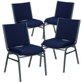 4 Pk. 3 Thickly Padded, Navy Blue Patterned Upholstered Stack Chair